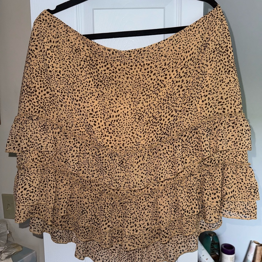 Leopard Print Ruffle Skirt